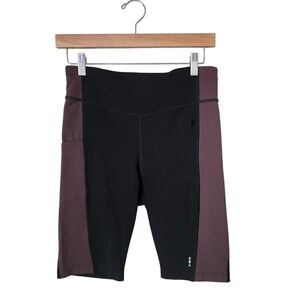 SMARTWOOL Merino Sport Biker Shorts Colorblock Black Purple Athletic M